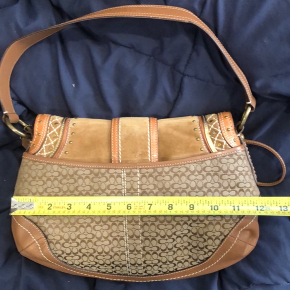 COACH Signature C Jacquard Embroidered Studded Wristlet Hobo Shoulder Bag SET - Picture 10 of 17